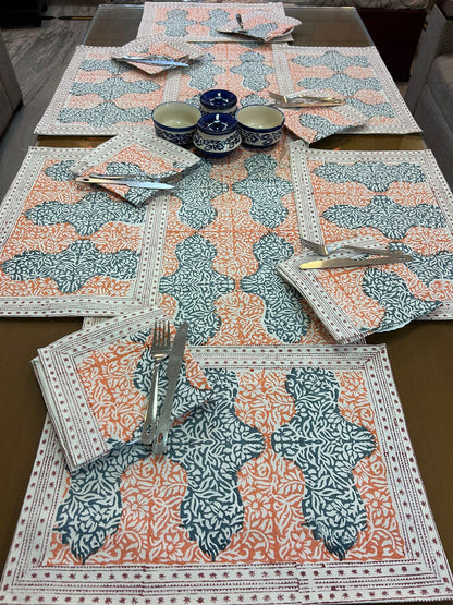 Hand Block Printed Dining Mat Set