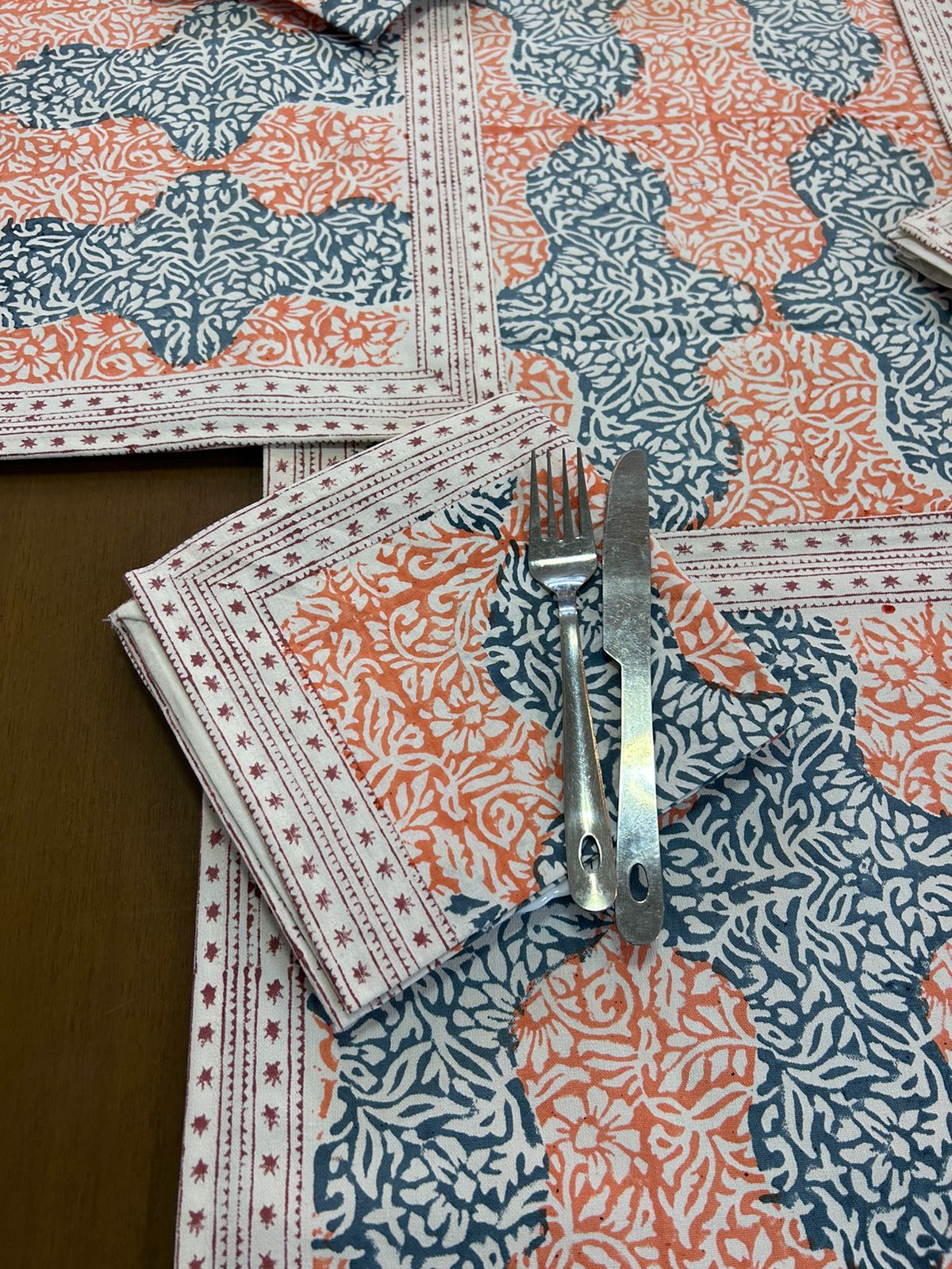 Hand Block Printed Dining Mat Set