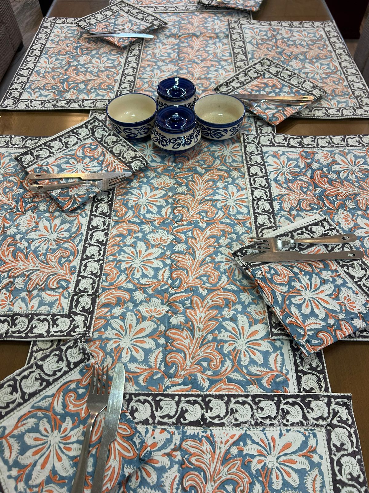 Hand Block Printed Dining Mat Set