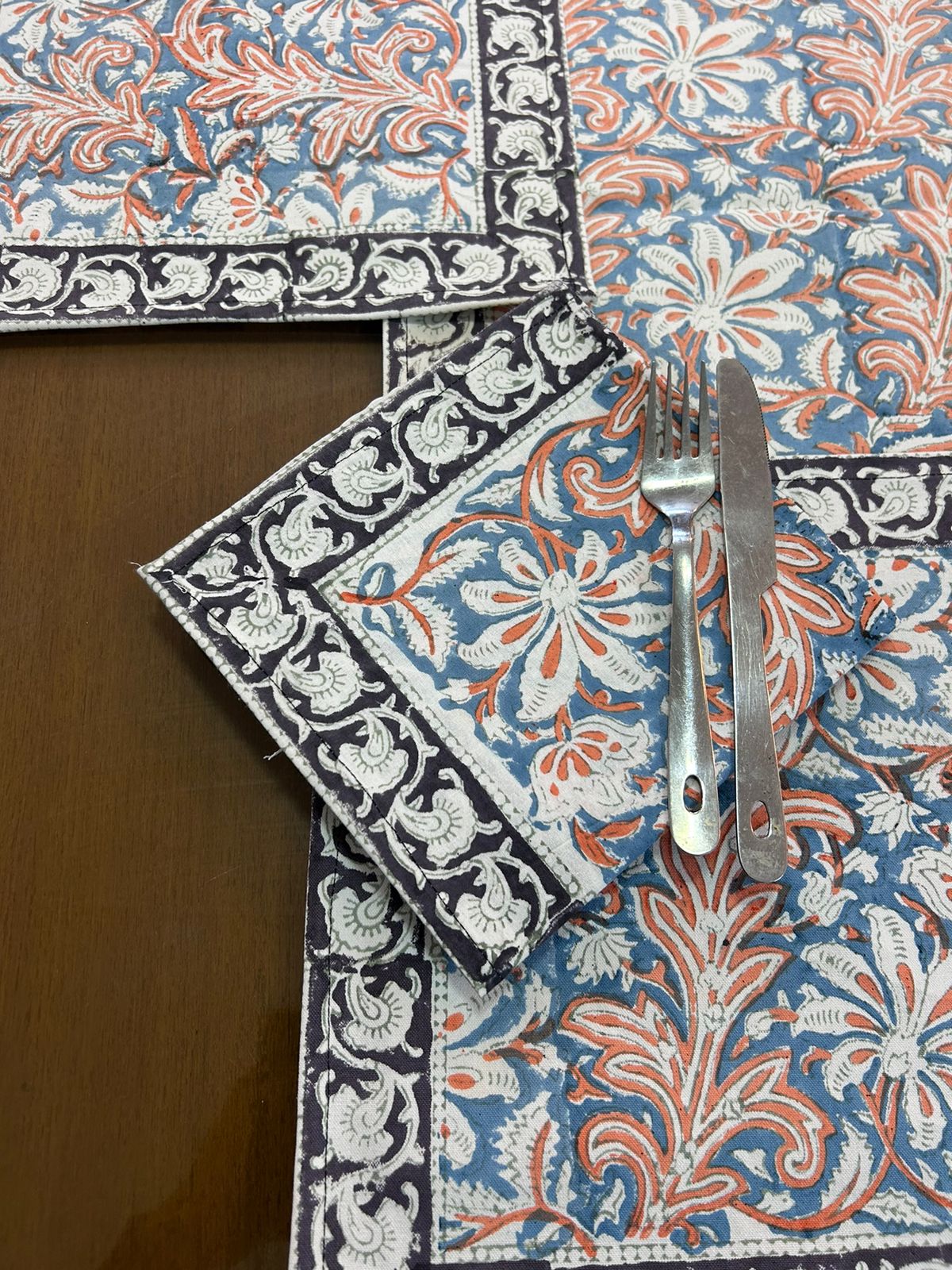 Hand Block Printed Dining Mat Set