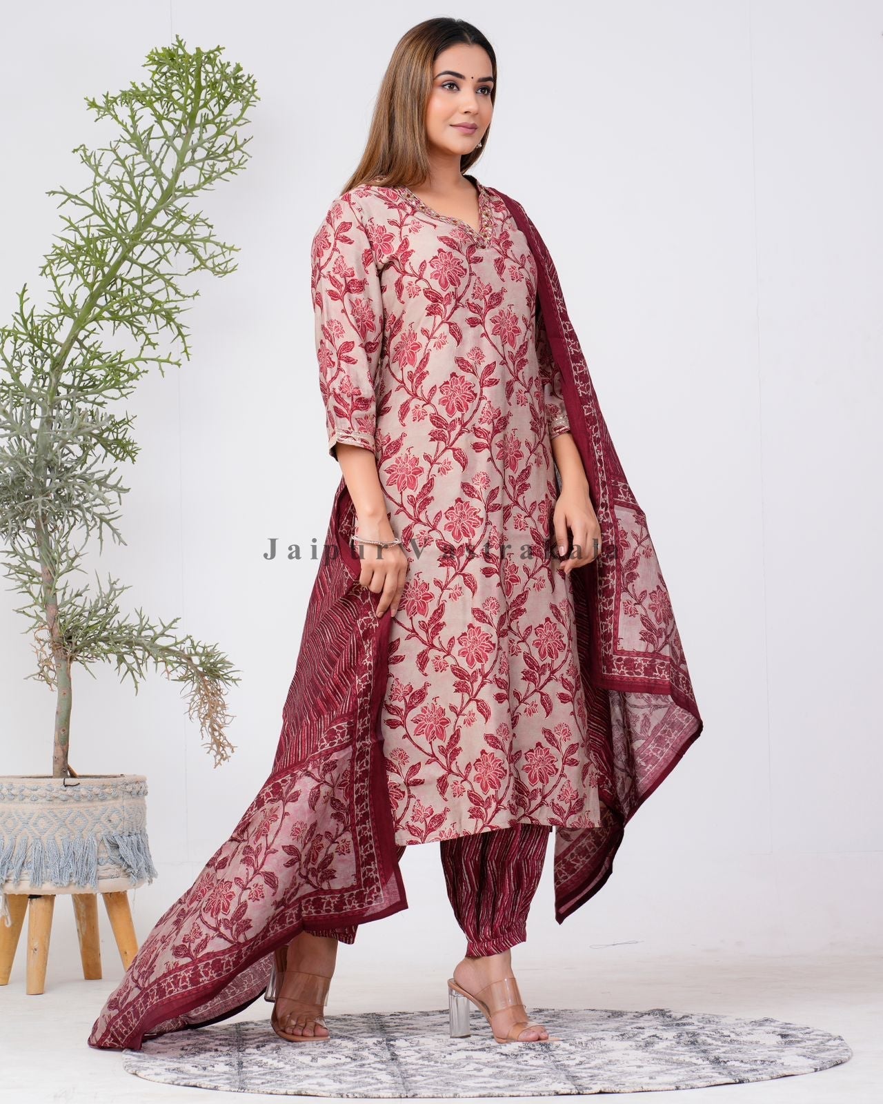 hand block printed kurta set with dupatta