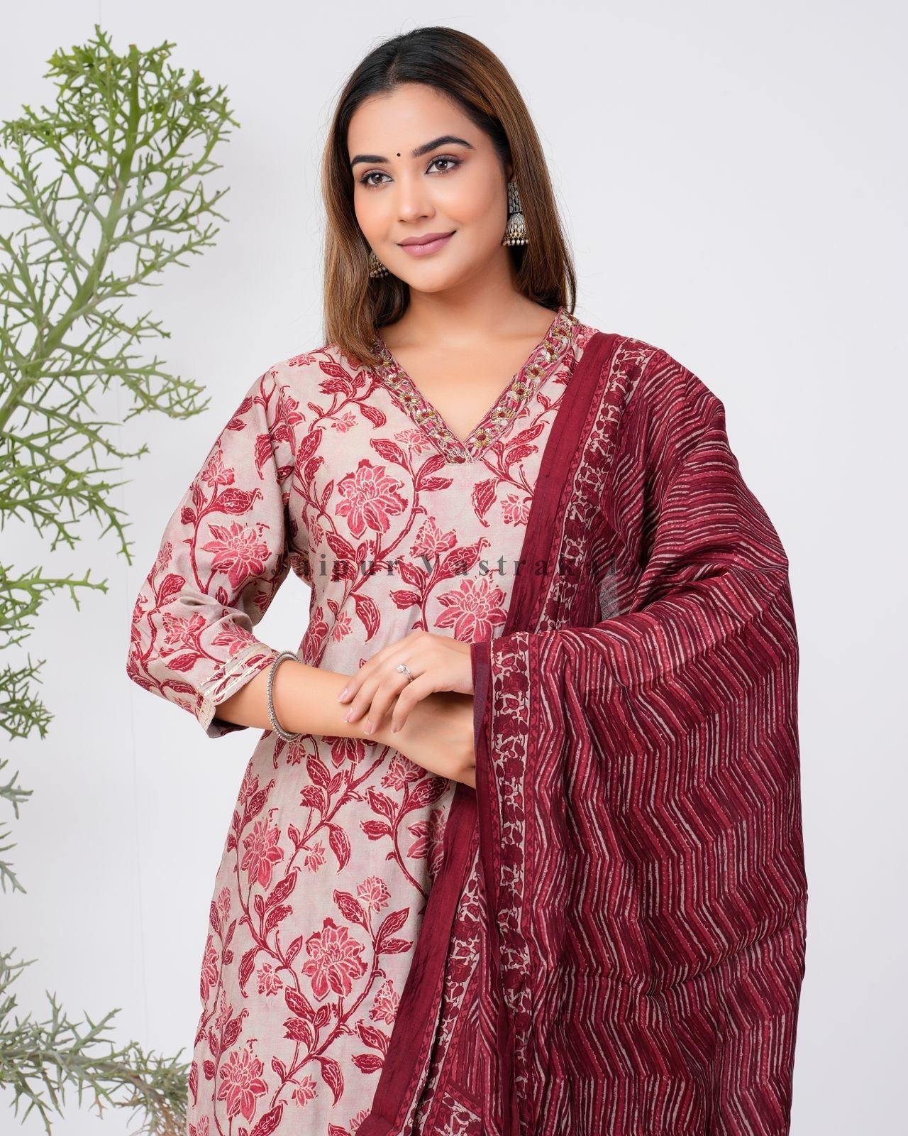 hand block printed kurta set with dupatta