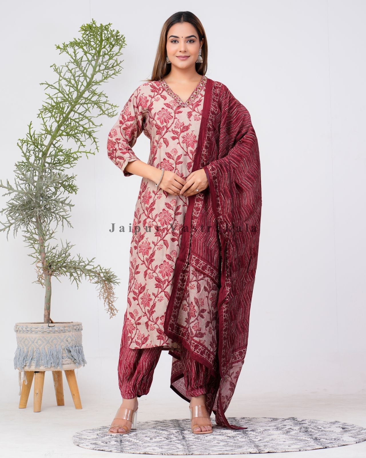 hand block printed kurta set with dupatta