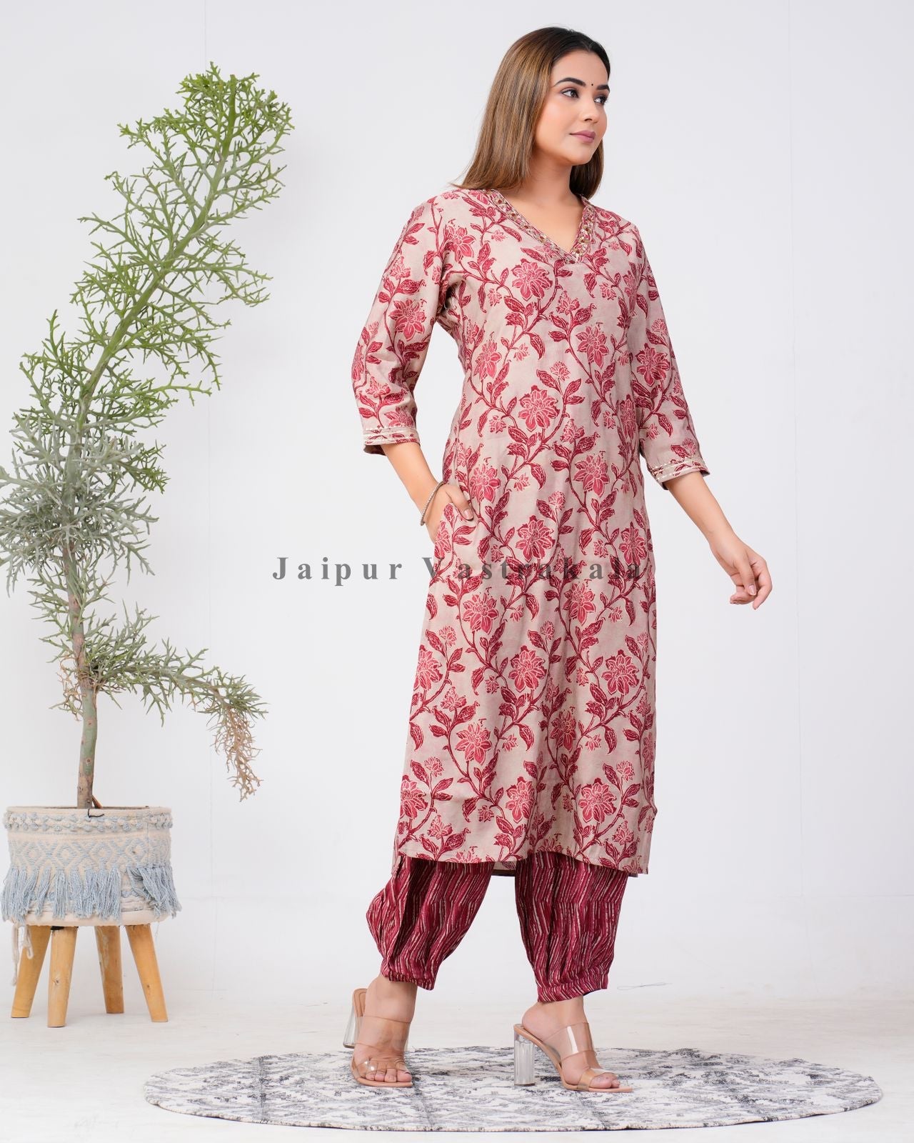 hand block printed kurta set with dupatta