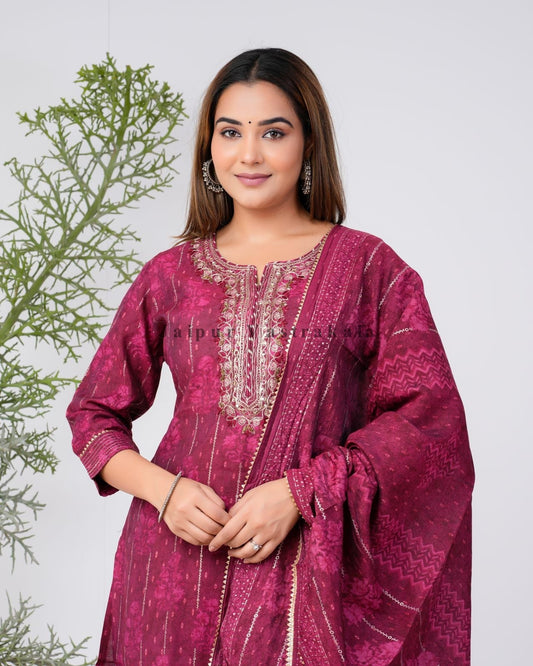 hand block printed kurta set with dupatta