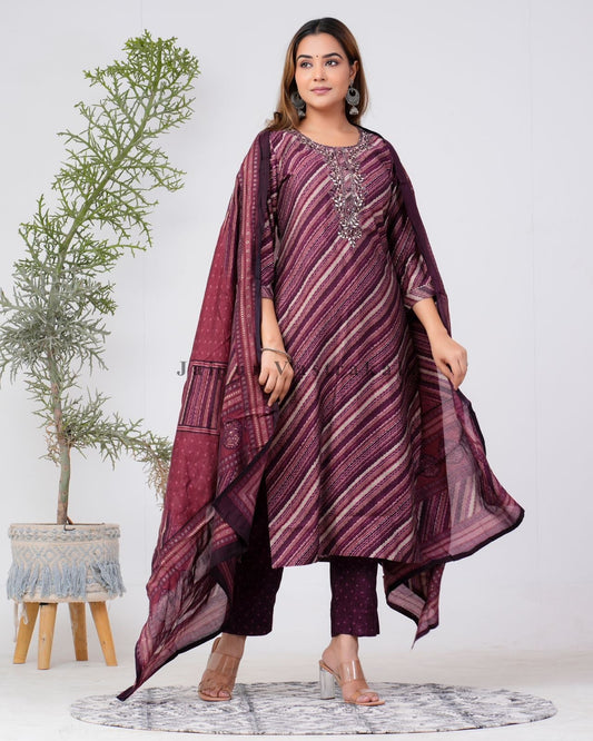 hand block printed kurta set with dupatta