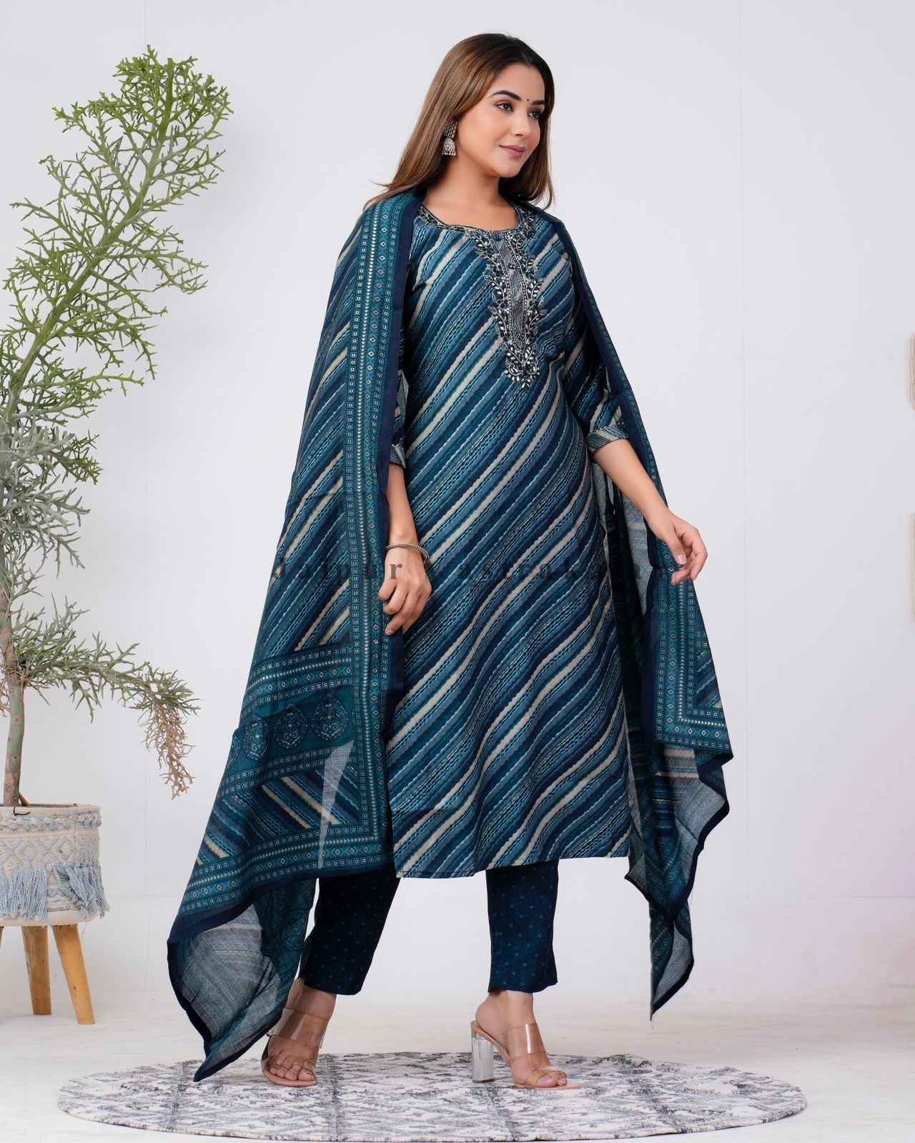 hand block printed kurta set with dupatta