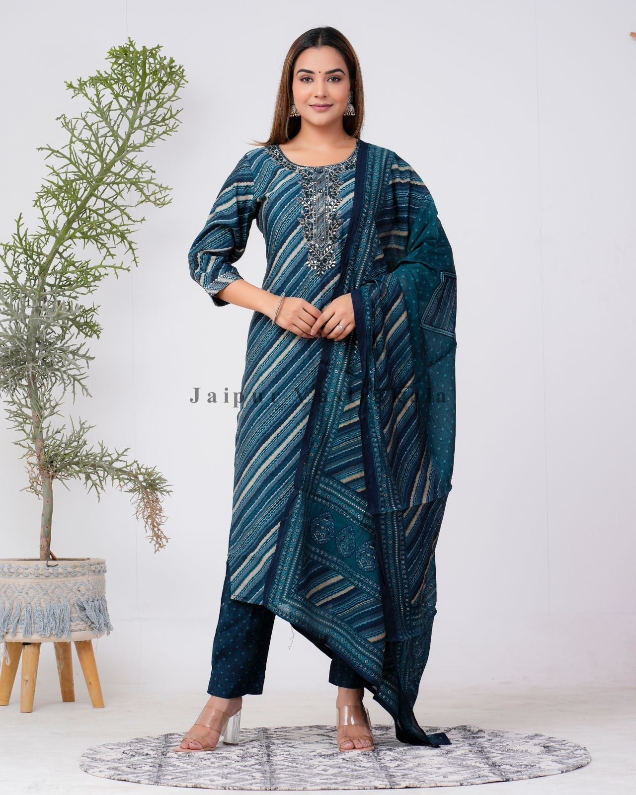 hand block printed kurta set with dupatta