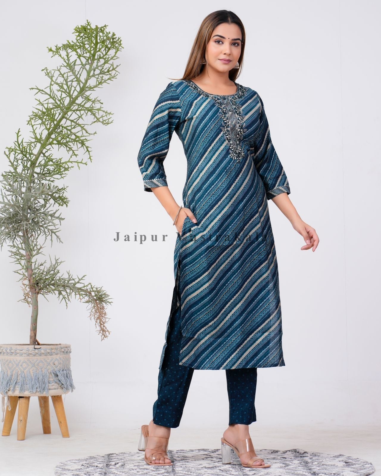 hand block printed kurta set with dupatta