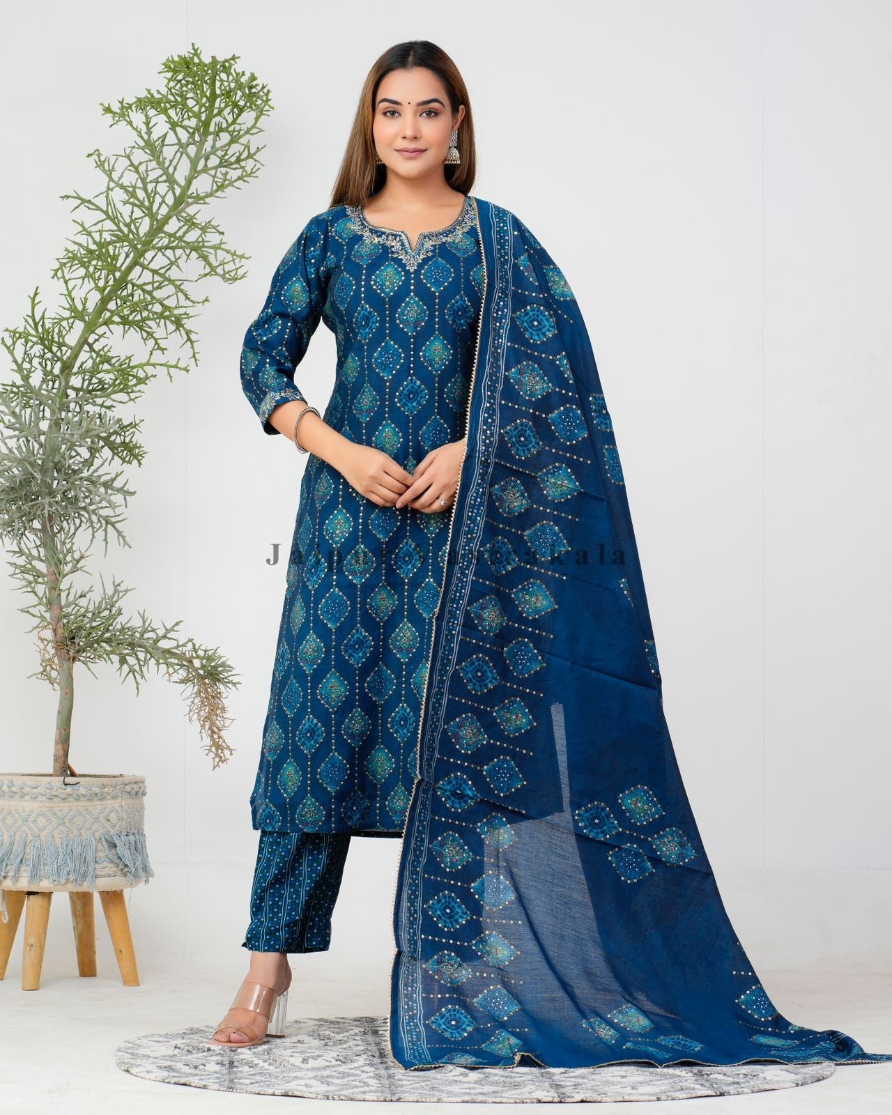 hand block printed kurta set with dupatta