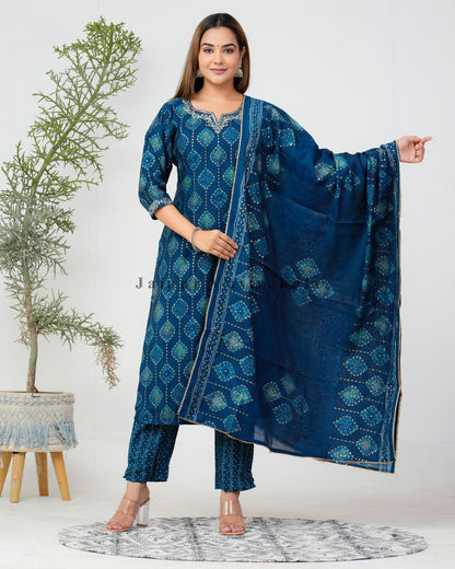 hand block printed kurta set with dupatta