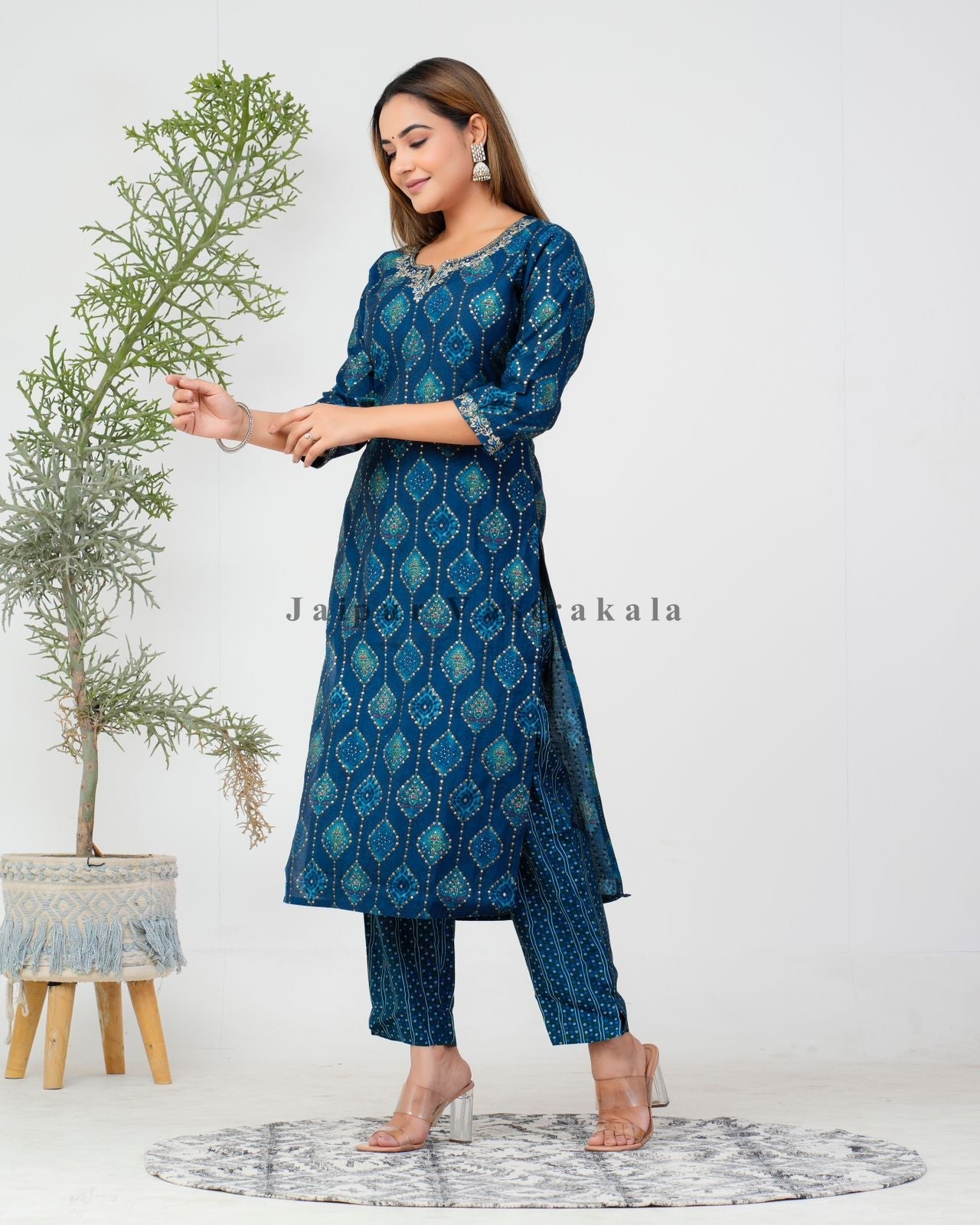 hand block printed kurta set with dupatta