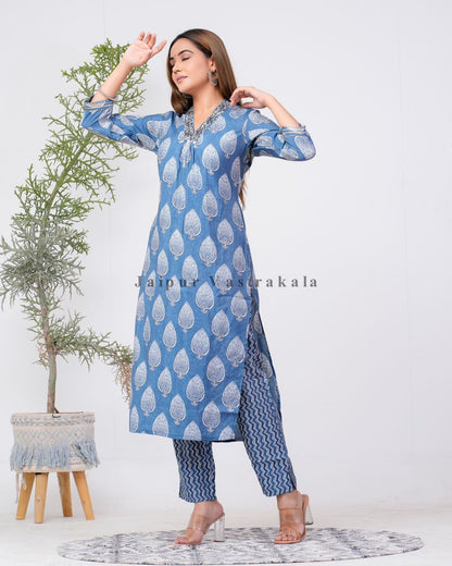 hand block printed kurta set with dupatta