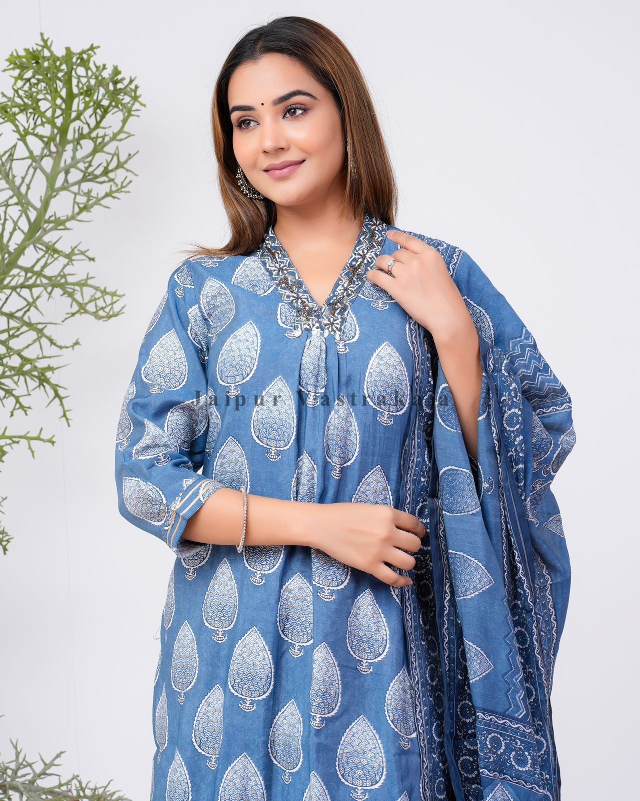 hand block printed kurta set with dupatta