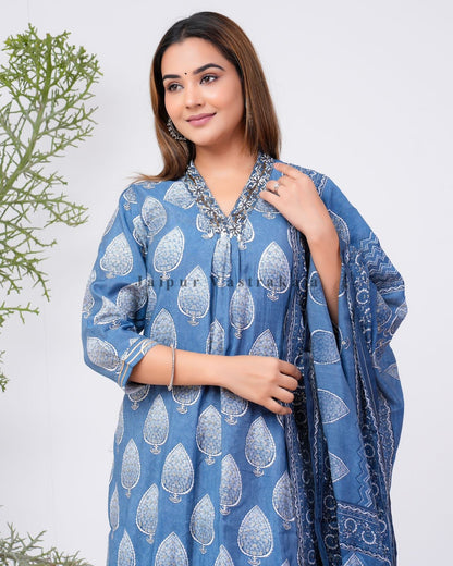 hand block printed kurta set with dupatta