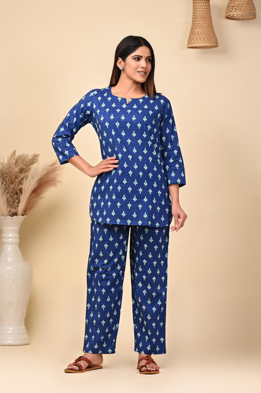 cotton printed night suit set