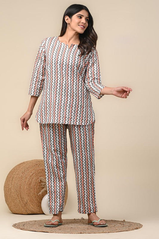 cotton printed night suit set