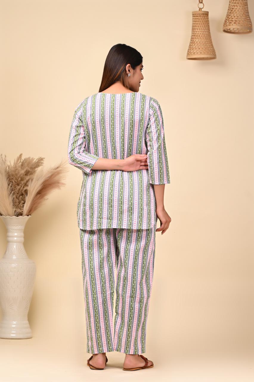 cotton printed night suit set