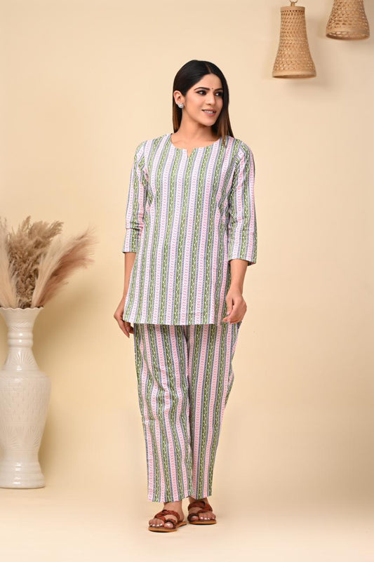 cotton printed night suit set