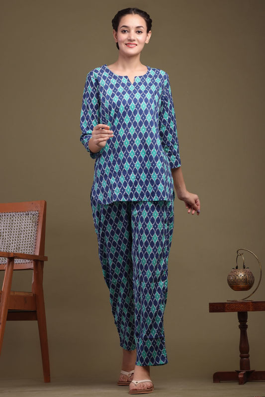 cotton printed night suit set