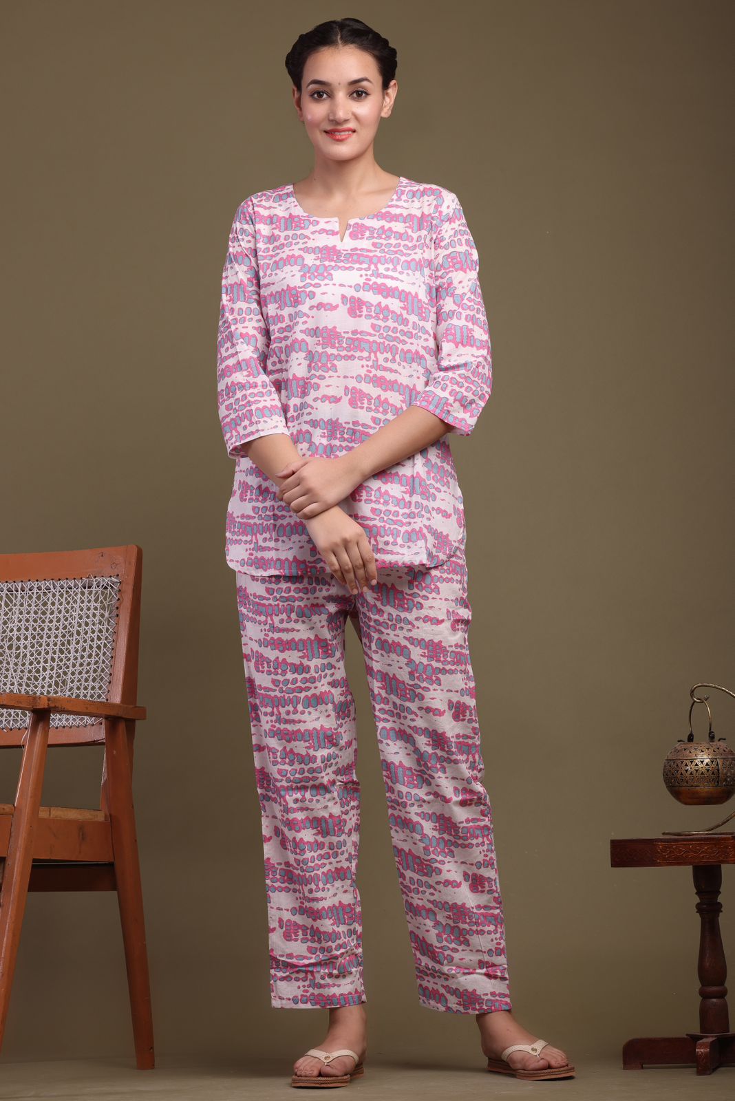 cotton printed night suit set