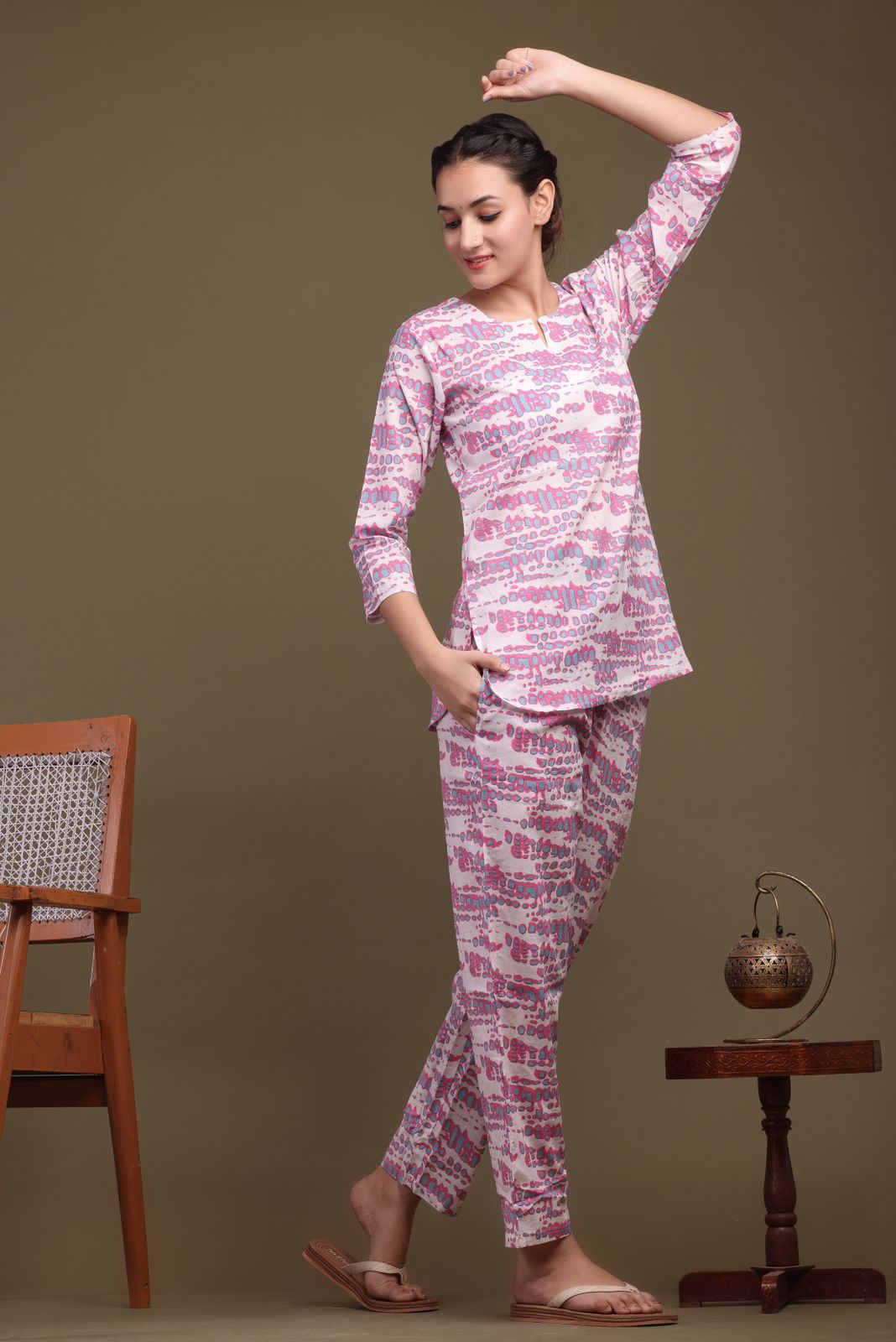 cotton printed night suit set