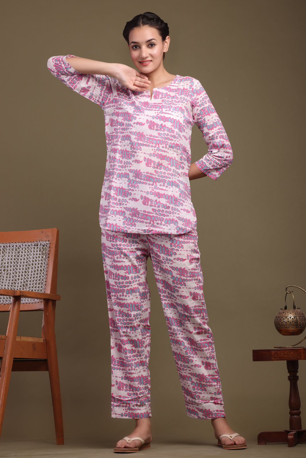 cotton printed night suit set