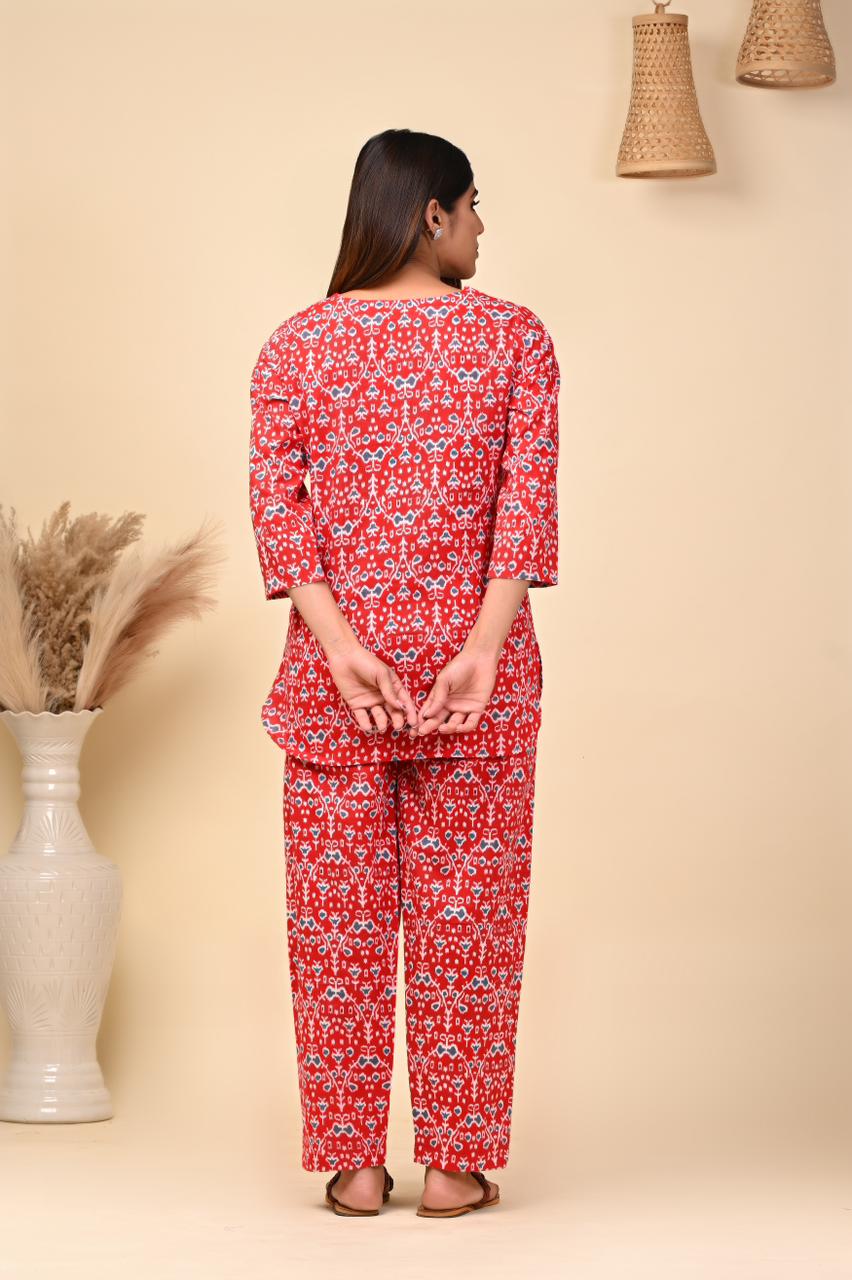 cotton printed night suit set