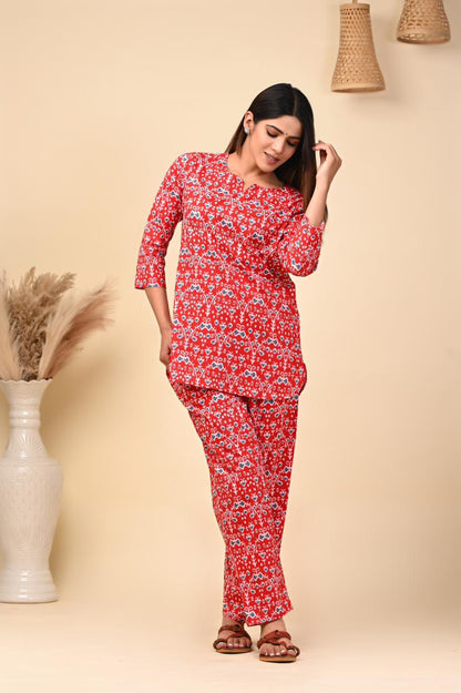 cotton printed night suit set