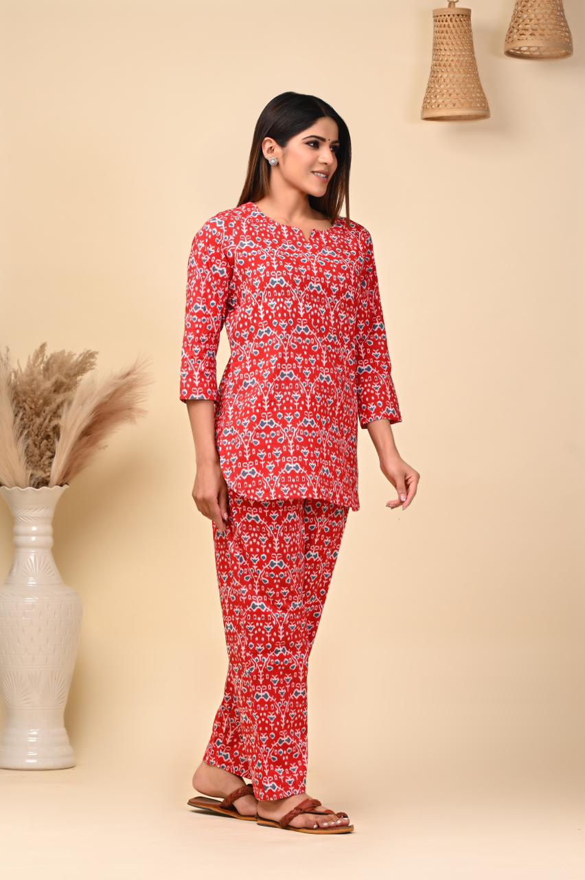 cotton printed night suit set