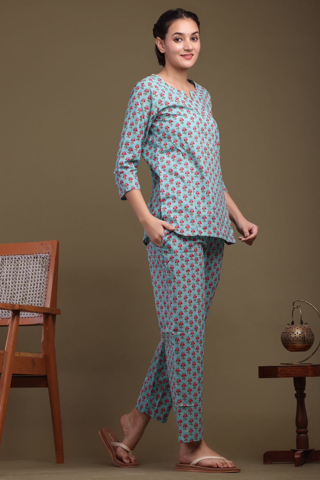 cotton printed night suit set