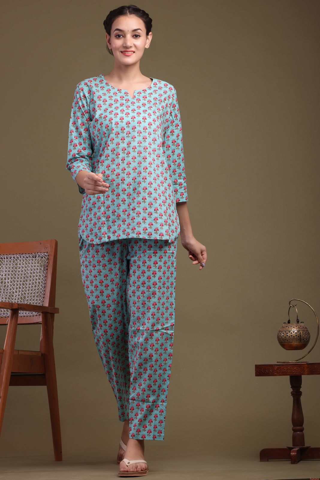 cotton printed night suit set