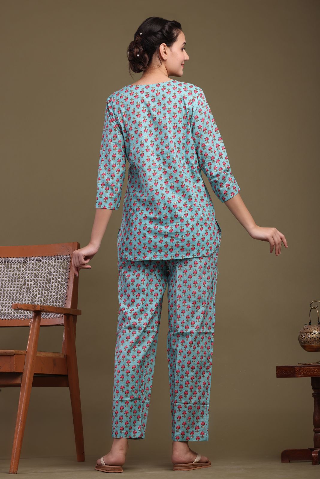 cotton printed night suit set