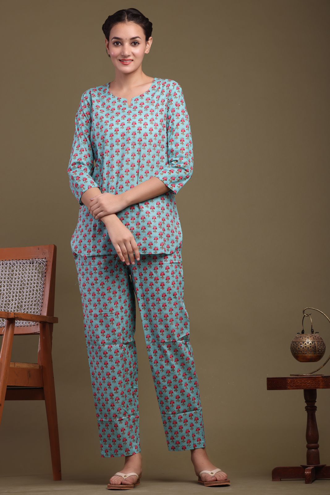 cotton printed night suit set