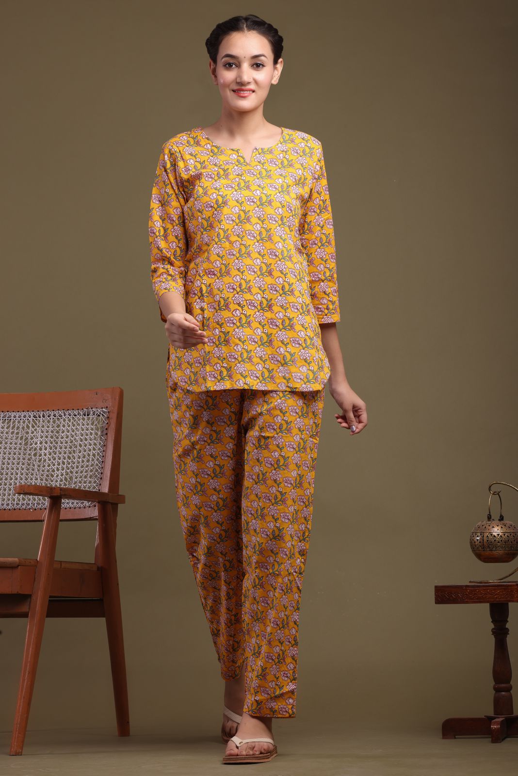 cotton printed night suit set