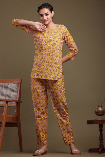 cotton printed night suit set