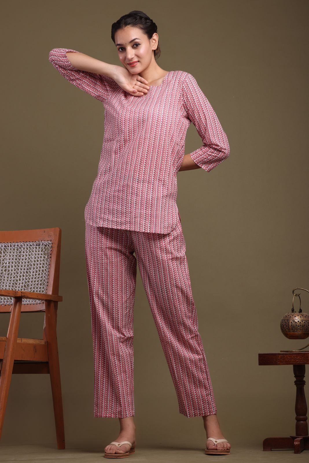 cotton printed night suit set