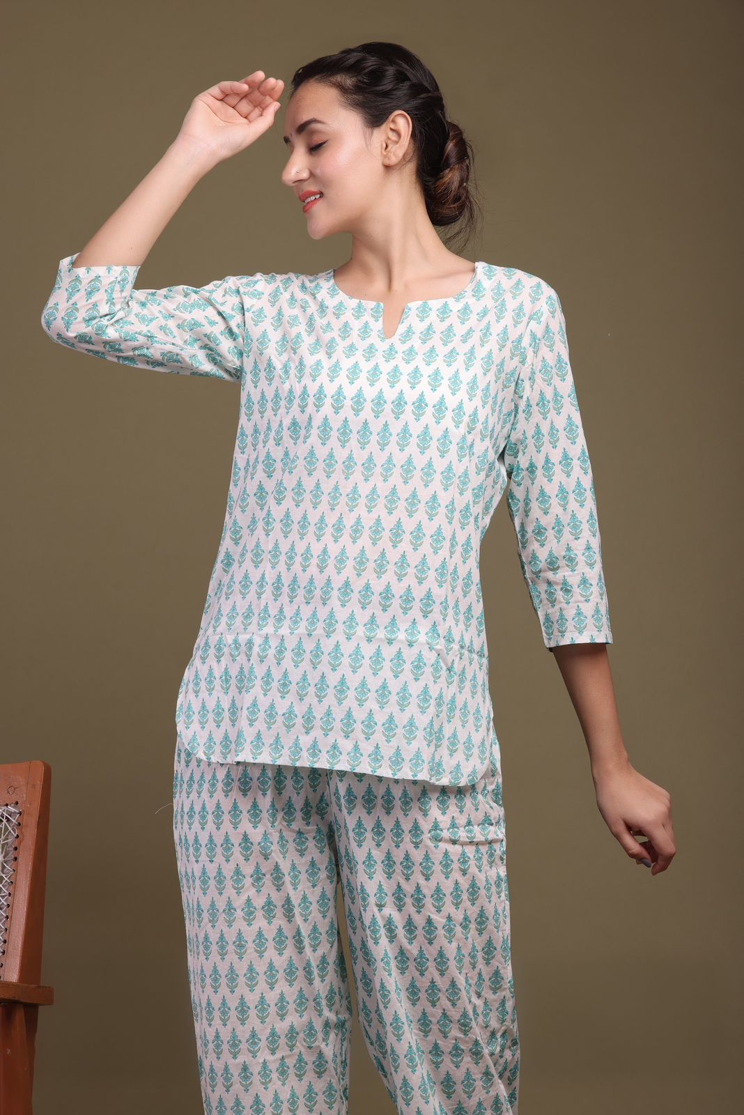 cotton printed night suit set