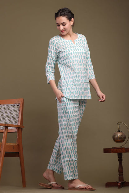 cotton printed night suit set