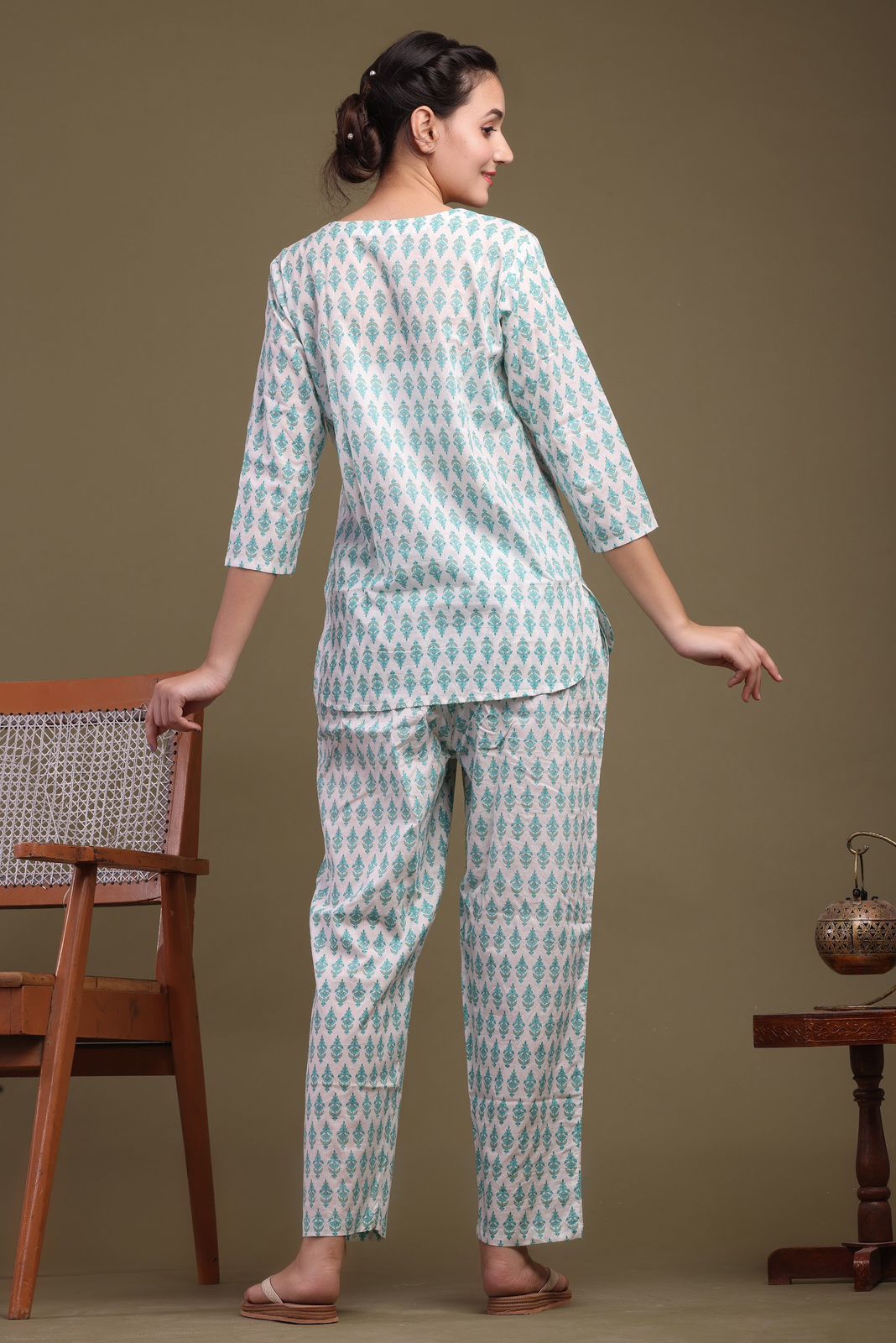 cotton printed night suit set