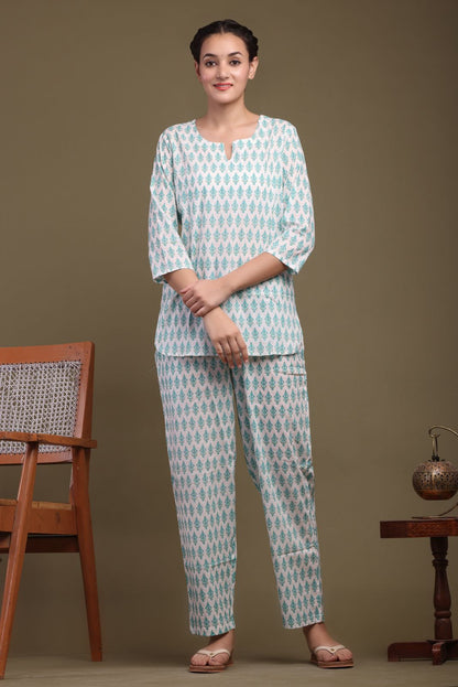 cotton printed night suit set