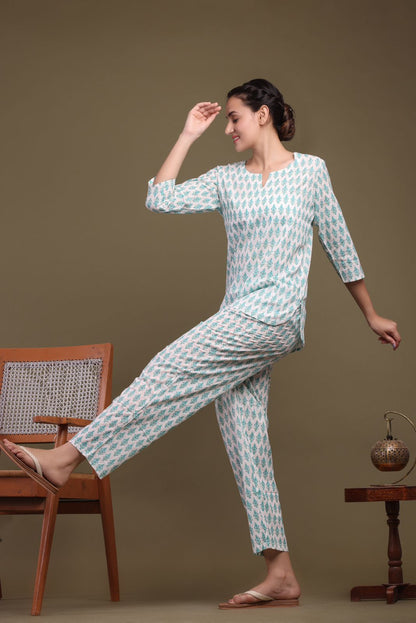 cotton printed night suit set