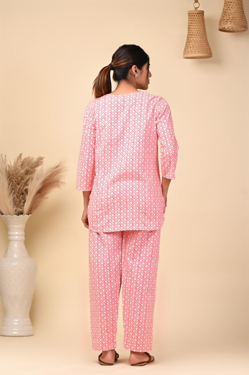 cotton printed night suit set