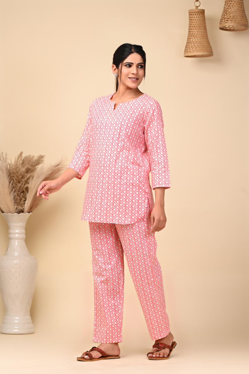 cotton printed night suit set