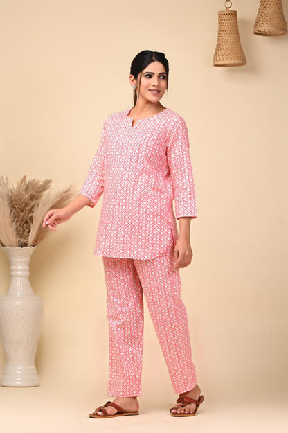 cotton printed night suit set