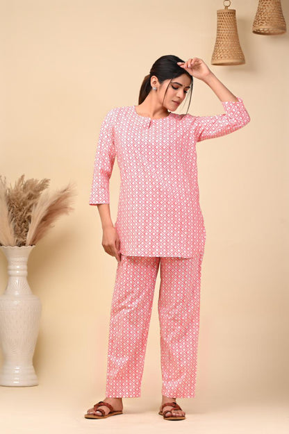 cotton printed night suit set