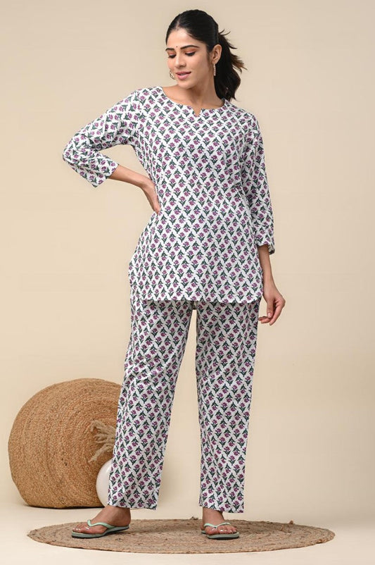 cotton printed night suit set