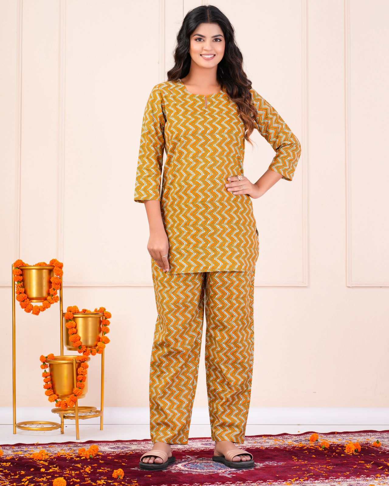 cotton printed night suit set