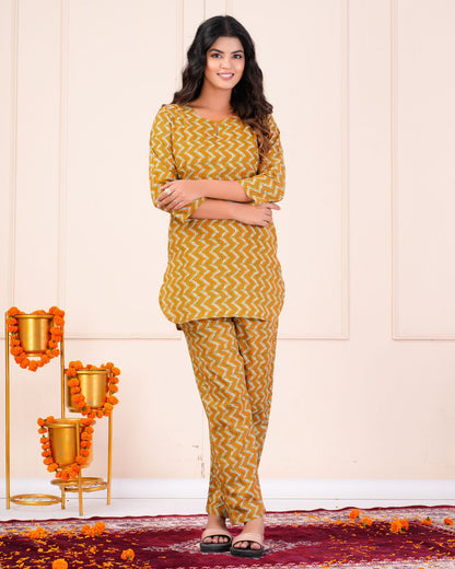 cotton printed night suit set