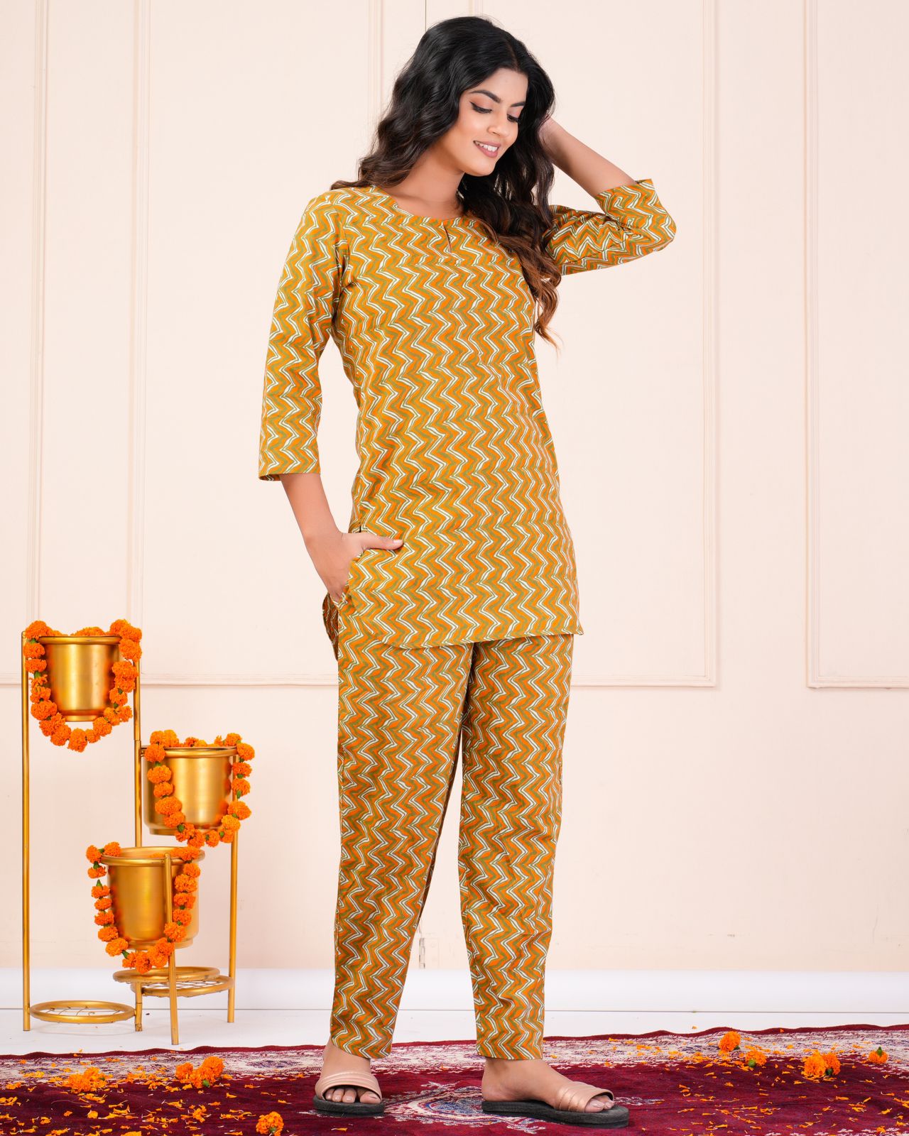 cotton printed night suit set